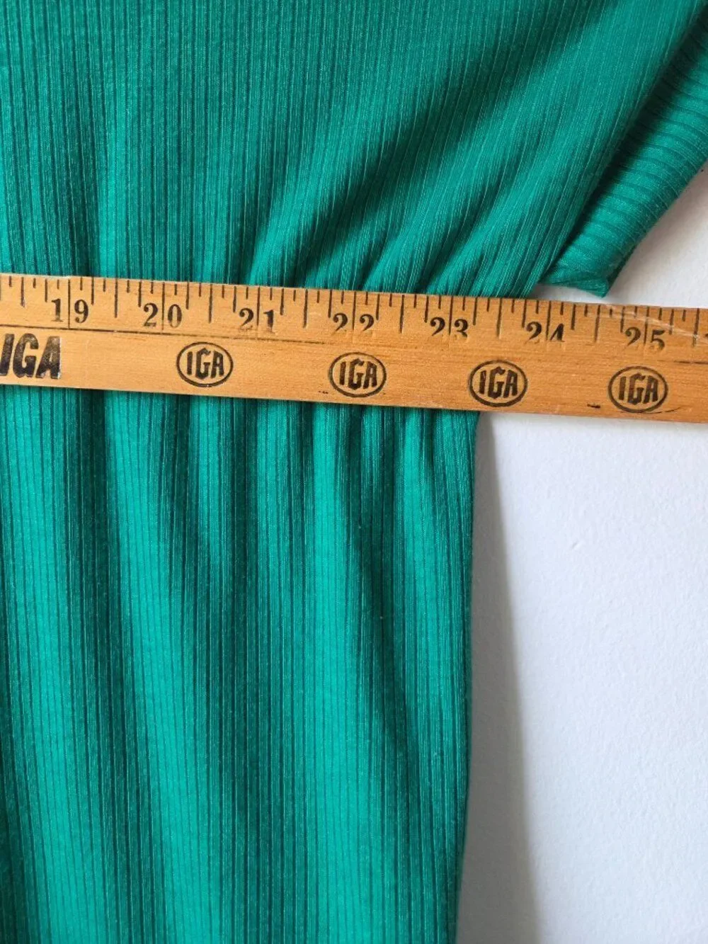 EUC STACCATO GREEN CAP SLEEVES RIBBED T SHIRT DRESS SHORT SZ L